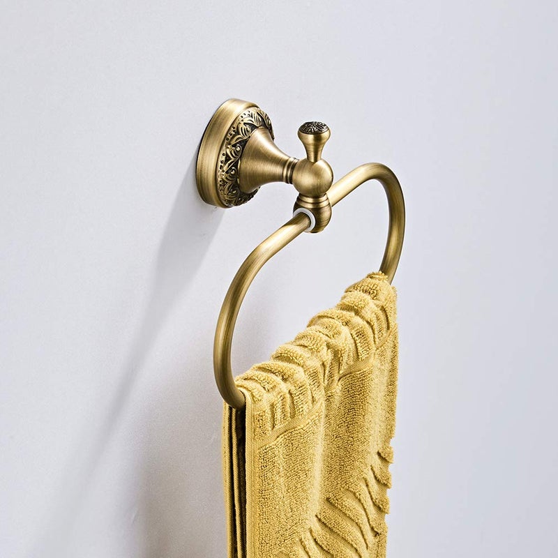 Aothpher Brass Towel Ring Oval Contemporary Bathroom Hand Towel Holder Wall Mounted,Antique Brass Finish - Image 3